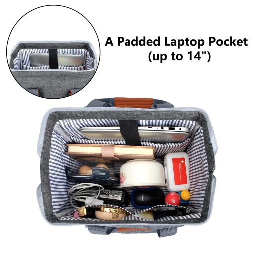 Bolso para sacaleches LUXJA con bolsa para leche materna (para cuatro botellas de leche materna de 5 onzas), mochila para sacaleches con compartimentos para la bolsa enfriadora y portatil (Adecuada para madres trabajadoras), color gris - Imagen 3