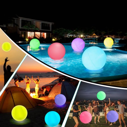 Pelota de playa AEROQUEST Light up - 16" LED Pelota Inflable Grande con 16 colores de luces y 4 modos con control remoto, Juegos de fiesta al aire libre en la piscina (6 piezas) - Imagen 7