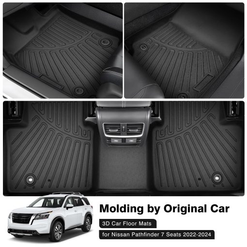 Tapetes para Piso Compatibles con Nissan Pathfinder 7 Asientos 2022-2024 Accesorios Protector para 3ra Fila Todo Clima TPE 3D Tapetes de Auto Ajuste Personalizado - Imagen 2
