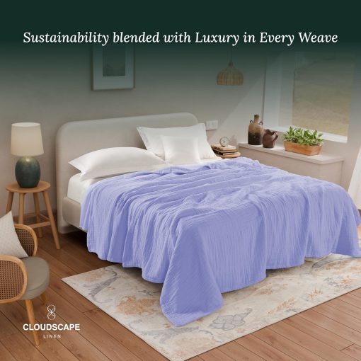 Manta de Muselina de 8 Capas Tamano Queen Lavanda | Manta de Algodon 100% Tamano Queen para Sofa, Cama, Sofa | Manta de Gasa Pre Lavada Tamano Queen para Todas las Temporadas | Mejores Regalos de Manta para Mujeres (Lavanda - 92 x 92) - Imagen 2