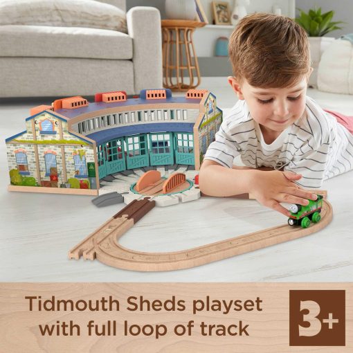 Set de Inicio de Tren de Juguete Thomas & Friends Tidmouth Sheds de Madera con Motor de Percy para Niños en Edad Preescolar de 3+ Años (Exclusivo de Amazon) - Imagen 3