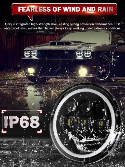Faros LED redondos de 5.75 pulgadas CO LIGHT con DRL blanco y luz intermitente ambar y luz de proyector LED de haz alto/bajo sellado Compatible con Thunderbird Torino 4 piezas - Imagen 7