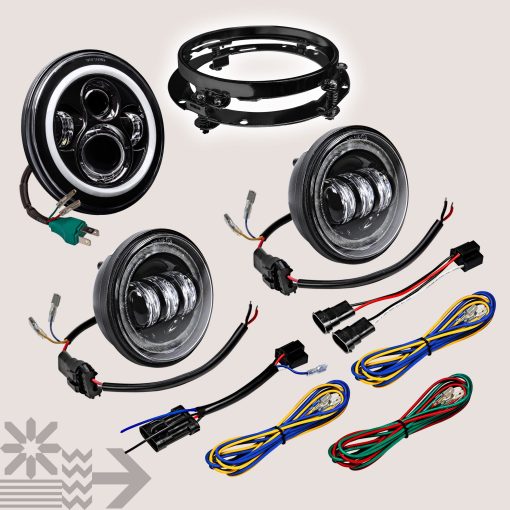 Faros LED de 7"/4.5" Passing Light TRUE MODS para Harley Davidson + Soporte de Montaje [Acabado Negro] [HALO DRL] [4500/1440 LM] [Plug and Play] Para Touring Dyna Electra Glide Road King Softail Fatboy - Imagen 9
