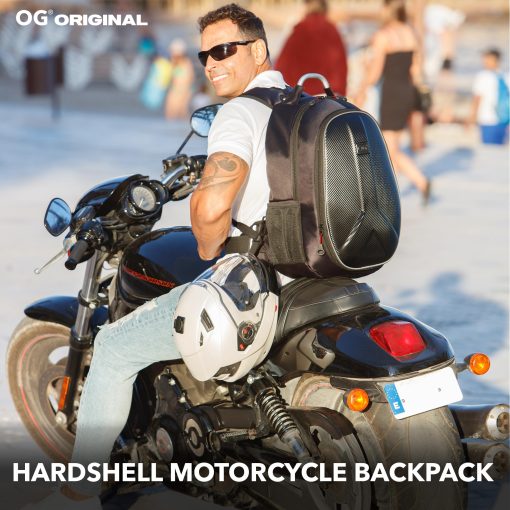 Mochila Impermeable OG Original GetAway para Motocicleta, Hombre, con Cubierta Dura, Gran Capacidad, Expandible 35L-45L, Bolsa para Casco de Motocicleta, Mochila para Casco, Antirrobo, Reflectante, USB, Portatil - Imagen 2