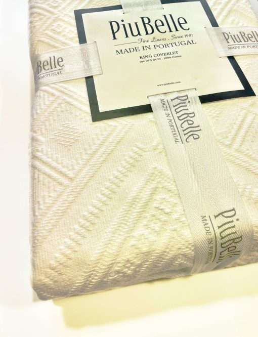 HOME GOODS Piubelle Piu Belle Portugal 100% Algodon-Hotel Lujo Matelasse Todas Las Estaciones, Cubrecama Ligero de Colcha Texturizado con Patrones en Relieve (King (Estandar EE. UU.), Cassandra), Blanco - Imagen 2