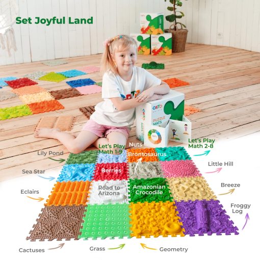 Tapetes de Juego Sensorial ORTO NATURE de 16 Piezas ?Tapetes Ortopedicos e Interconectables para Ninos, Adultos y Ninos Autistas (Tierra Alegre) - Imagen 2