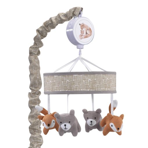 Movil Musical de Cuna para Bebe Lambs & Ivy Painted Forest Gris/Beige Zorro y Oso