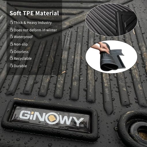 Tapetes para piso de Honda ridgeline 2017-2023 2024, TPE Proteccion para todo clima Alfombrillas de coche, Ajuste personalizado Ridgeline 2023 Forro de piso, Accesorios automotrices antideslizantes impermeables Negro - Imagen 3