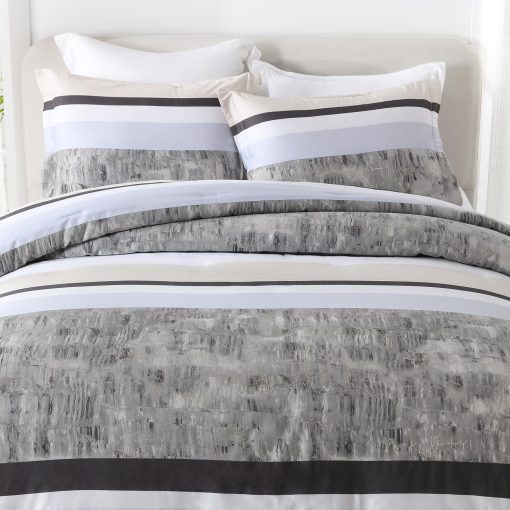 Set de Edredon Queen Size SahSahCasa - Juego de Ropa de Cama Esponjoso, Juego de Edredon de Algodon 100% para Cama Queen, Edredon Acolchado Suave con Textura Patchwork, 3 Piezas, 90"x90", Gris/Beige - Imagen 4