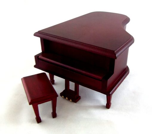 Piano de caoba a escala 1:12 con banqueta #D4120 - Imagen 3