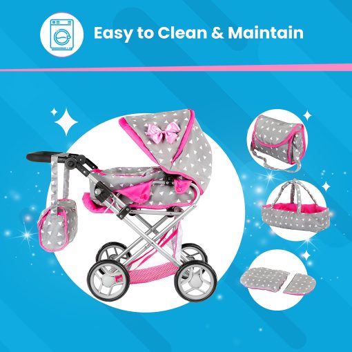 Cochecito de munecas Kinderplay | Cochecito de bebe | Carriola de munecas - Cochecito para munecas con manija ajustable (14.37-25.20 pulgadas) | Cochecito de muneca | Cochecitos para munecas reborn, Modelo KP0200S - Imagen 7