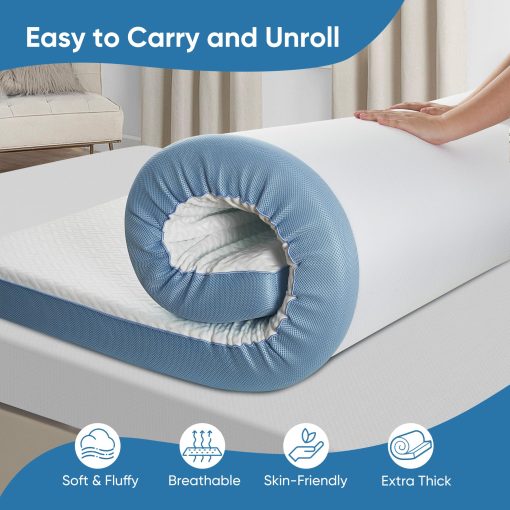 Colchoneta de 4 Pulgadas para Colchon Twin XL, Colchoneta de Espuma Viscoelastica Firme Extra, Colchoneta de Cama de Espuma de Alta Densidad para Alivio del Dolor, con Funda Suave Extraible, Certificado CertiPUR-US - Imagen 6