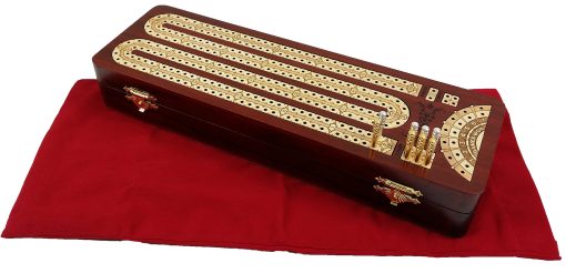 Tablero de Cribbage Continuo de 12 1/2" con Almacenamiento de Cartas en Madera de Arce y Pistas de Madera Roja - Imagen 3