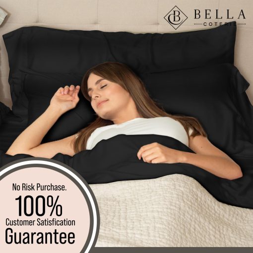 Juego de sabanas de lujo King Bella Coterie | Cultivado organicamente | Ultra suave | Refrigerante para personas que duermen calientes | Bolsillo profundo de 18" | Viscosa hecha de bambu [Negro] - Imagen 5