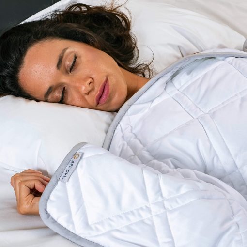 Manta ponderada Aricove, 10 lbs, tamano twin para adultos, manta pesada de lujo, suave seda de viscosa de bambu, 48x72 pulgadas, lavable a maquina, blanco - Imagen 8