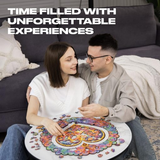 Rompecabezas de madera original UNIDRAGON Mandala Conscious Love Royal Tamano 17.7 x 17.7 pulgadas (45 x 45 cm) Rompecabezas para Adultos y Ninos Acertijo, Hermoso Paquete de Regalo - Imagen 3