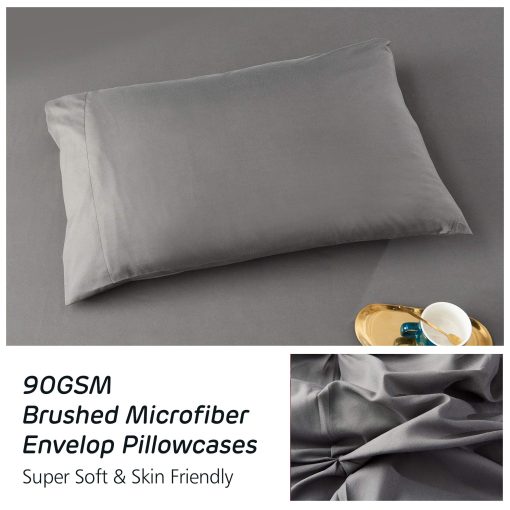 Set de Ropa de Cama HAOK - 8 Piezas Juego de Edredon de Pliegues, Juego de Conforter de Microfibra 500GSM Alternativa de Plumas California King (Gris Oscuro) - Imagen 5