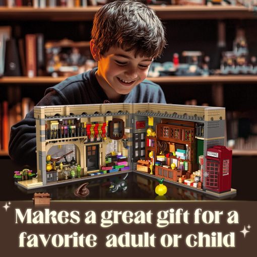 Bloques de Construccion de Magic Diagon Alley, Set de Tienda de Brujos 2 en 1 con Luces LED, Kit de Juego de Construccion de Tienda Diagon Alley, Regalo de Navidad para Mayores de 12 anos, Regalo de Brujo para Ninos y Fans (1368 Piezas) - Imagen 7