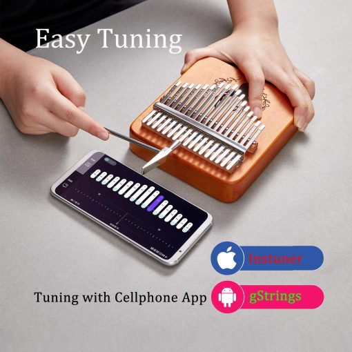 Kalimba TienClef 17 Teclas con Notas Grabadas Patron de Ciervo Portatil Instrumento Musical de Madera Maciza de Caoba con Libro de Musica para Ninos Adultos Principiantes (Azul Degradado) - Imagen 6