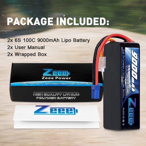 Bateria Lipo Zeee 6S 9000mAh 22.2V 100C Estuche Suave Bateria RC EC5 Con Conectores de Metal para Coche RC Camion Desierto Racer Tanque RC Pasatiempos(2 Pack) - Imagen 7