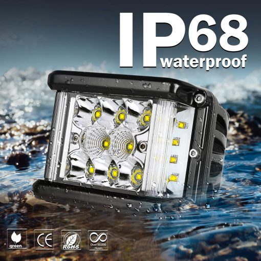 Luces LED Lumimotor Wayup Side Shooter, 2Pcs 4 Pulgadas 96W Triple Fila LED Luces Spot Flood Combo Haz Lateral Doble Cubos de Conduccion Ligera de Niebla para Camiones Tractores ATV UTV Barco - Imagen 4