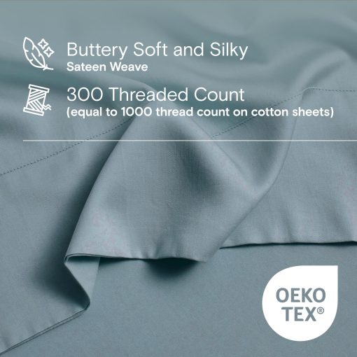 Funda de Edredon SIJO AiryWeight Tencel, 100% Lyocell Derivado de Eucalipto, Suave como la Mantequilla, Mejores Sabanas Refrescantes por Architectural Digest (Azul Turquesa, Full/Queen 90"x90") - Imagen 3