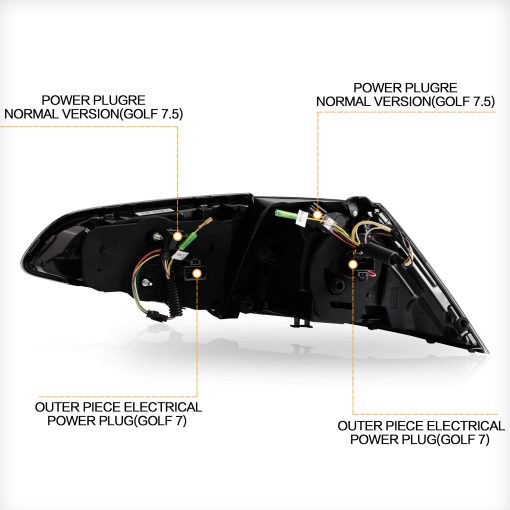 Luces traseras VLAND para Volkswagen Golf 7 Golf 7.5 MK7 MK7.5 2014-2019 con señal de giro secuencial, luz LED DRL, Plug-and-play, luces de reversa, humo - Imagen 9