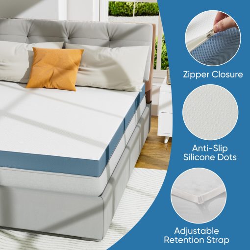 Colchoneta de 4 Pulgadas para Colchon Twin XL, Colchoneta de Espuma Viscoelastica Firme Extra, Colchoneta de Cama de Espuma de Alta Densidad para Alivio del Dolor, con Funda Suave Extraible, Certificado CertiPUR-US - Imagen 3