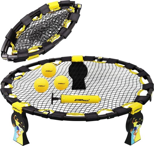 Juego de Pelota Metalico JOGENMAX, Juego Completo de Exterior Totalmente Plegable con Patas Desmontables, Incluye 3 Pelotas, Bolsa con Cordon, Adecuado para Jugar en el Cesped, Patio, Playa o Parque