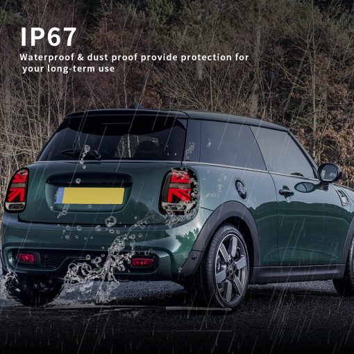 Conjunto de luces traseras arcaicas para Mini Cooper F55-57, lampara trasera con luz de senal de giro secuencial, luz trasera LED completa de diseno Union Jack para Mini Cooper 2014-2021, Plug&Play, Par, Blanco - Imagen 4