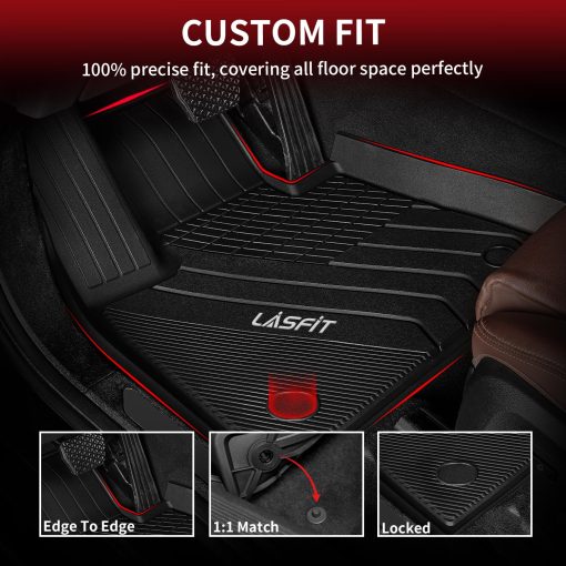 Tapetes LASFIT para BMW X7 2019-2024 7 Pasajeros, Tapetes para Automovil a Medida Todo Clima, 1ra y 2da Fila, Negro - Imagen 2