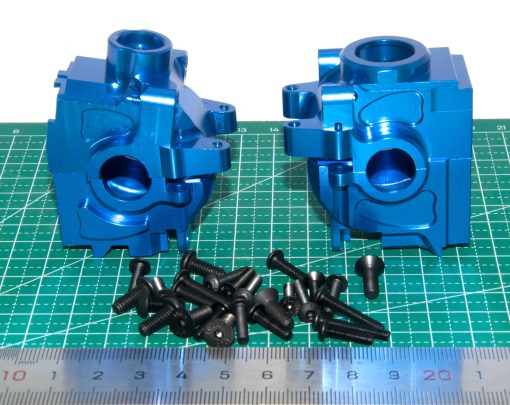 Caja de Engranajes Diferencial Compatible con Traxxas 1/10 Hoss Upgrade Rustler Slash Stampede XO-1 4X4 4WD Coche RC Carcasa de Transmision de Engranajes Diferenciales de Aleacion Parte 6880 6881 (Azul Oscuro) - Imagen 3