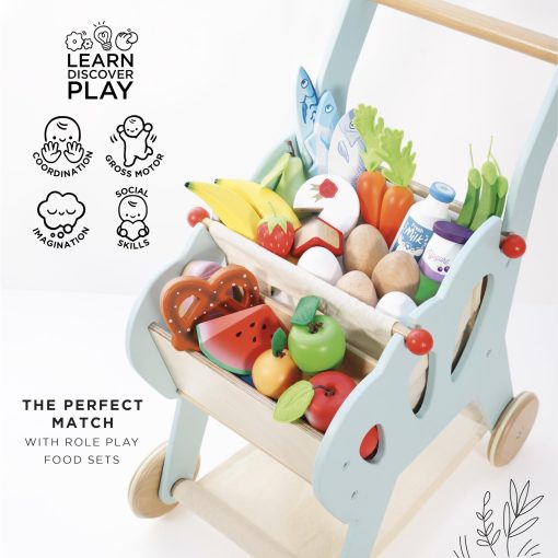 Le Toy Van - Carrito de Compras de Juguete de Madera Educativo para Juego de Roles de Tienda de Alimentos | Juego de Supermercado de Pretendencia para Niños y Niñas - para Edades 3+ - Imagen 4