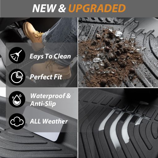AIPOIL Tapetes para Piso y Forro de Carga Personalizados para Honda Accord/Accord Hybrid 2018-2022, Proteccion Antideslizante para Todo Clima, Juego Completo de Tapetes de Automovil, Negro - Imagen 4