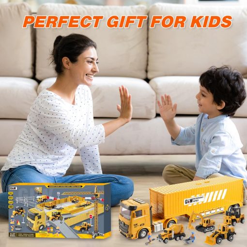 Juguetes de Construccion para Ninos y Ninas de 3-7 Anos Conjunto de Juguetes de Camiones de Construccion Juegos de Juguetes de Construccion - Grua Excavadora Volquetes, Juguetes de Vehiculos de Construccion para Ninos de 3 4 5 6 7 8 Anos Regalos para Ninos - Imagen 7