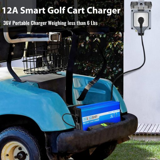 Cargador de Bateria de Carro de Golf Flngr 36 Voltios para EZGO TXT (Plomo-acido), Cargador de Bateria Inteligente de 12Amperios con Carga Lenta, Conector D para Carro de Golf de 36 Voltios, Cargador de Bateria para Carro de Golf de 12Amperios - Imagen 6