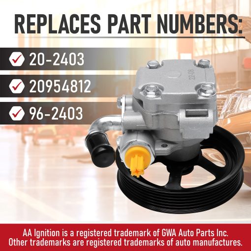 Bomba de Direccion Hidraulica de Repuesto con Polea - Compatible con Vehiculos Buick, Chevy, GMC y Saturn - 2008-2017 - Enclave, Traverse, Acadia, Outlook - 3.6L Reemplaza 20-2403, 20954812, 96-2403 - Imagen 3