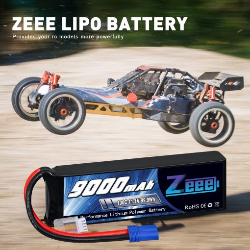Bateria Lipo Zeee 3S 9000mAh 11.1V 100C Conector EC5 con Placas Metalicas Funda Suave Bateria para Coche RC Camion Tanque Modelos de Carreras Hobby (Paquete de 2) - Imagen 8