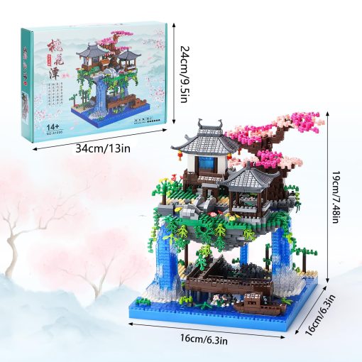 Conjunto de bloques de construccion de arbol de cerezo CAXIMSY con caja de presentacion acrilica Arquitectura china de flor de durazno Conjunto de construccion micro mini juguete regalo para ninos adultos ?3320 piezas? - Imagen 2