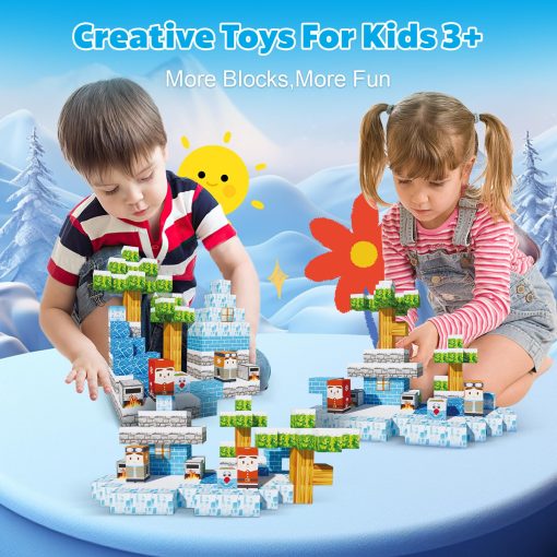 Conjunto de 130 Piezas de Bloques Magneticos para Construir Mundos Mineros, Juego de Bloques Magneticos para Ninos, Juguetes Sensoriales STEM para Ninos y Ninas de 3+ Anos - Imagen 6