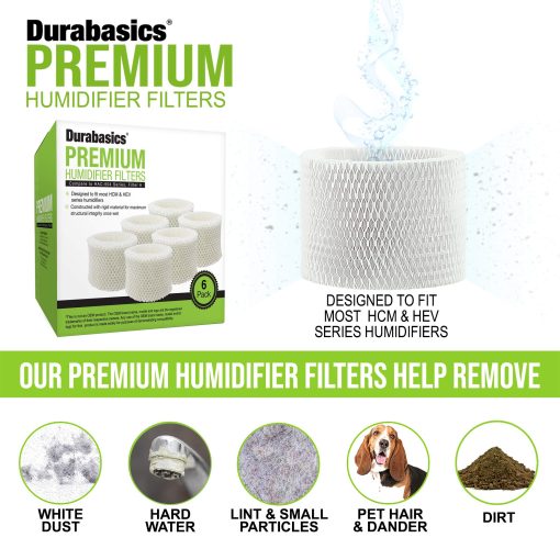 Durabasics 6 Pack Filtro de Repuesto para Humidificador Honeywell HAC-504, HAC-504AW & Filtro A, HCM 350 & Humidificadores de Niebla Fria - Imagen 3