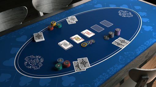 Tapete de Juego de Cartas Bullets - Diseno de Poker - Tapete de Mesa 63" x 31.5" - Tapete de lujo para noche de casino - azul - Imagen 6