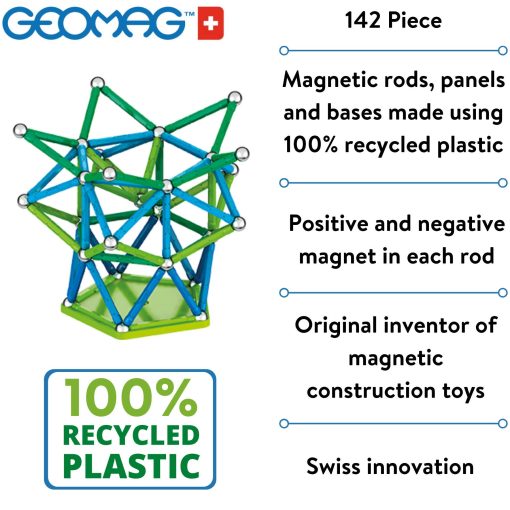 Juguete de Construccion Magnetica Geomag | Color Linea Azul y Verde | Paquete de 142 - Imagen 3