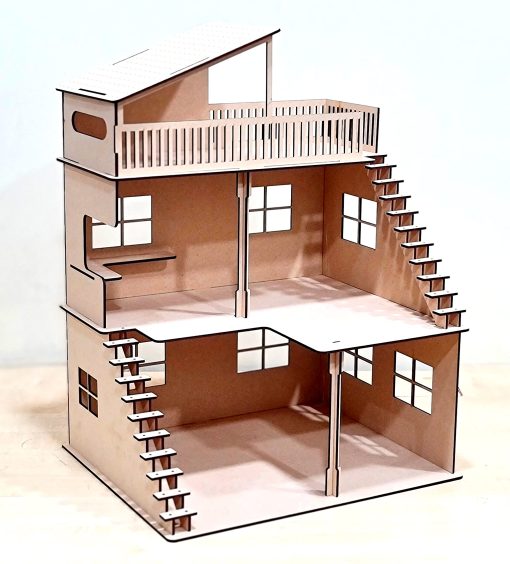 StonKraft Casa de munecas de madera - Decoracion del hogar, Juguete de construccion, Kit de modelado, Proyecto escolar - Facil de armar rompecabezas 3D - Imagen 4