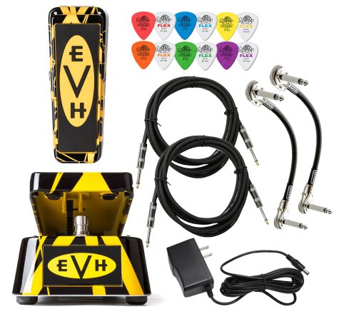 Pedal de Efectos Dunlop Cry Baby EVH95 EVH Signature con Fuente de Alimentacion Tonebird 1500mA, Cable de Instrumento, Puas Dunlop, Bundle de Parches MXR