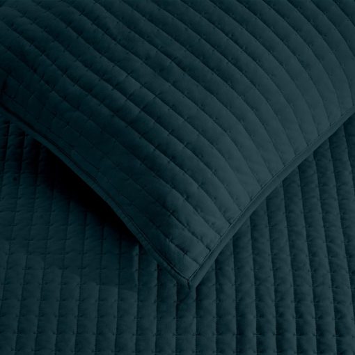Juego de Cobertor de Jersey de Tela de Algodon 100% con Costura en Canales Reversible para Cama Queen, Incluye 2 Fundas de Almohada Acolchadas, Resistente a las Arrugas, Desvanecimiento y Manchas (Azul Lago) - Imagen 3