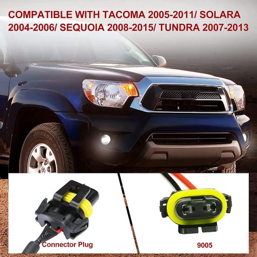FIERYRED LED Luz Antiniebla Compatible con Tacoma 2005-2011/Solara 2004-2006/Sequoia 2008-2015/Tundra 2007-2013 Lampara de Niebla LED, Reemplazo de Parachoques Delantero Offroad - Negro, 1 Par - Imagen 4