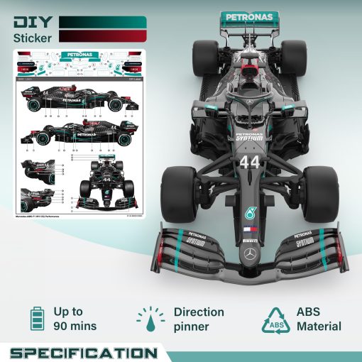 Carro de Control Remoto Mercedes-Benz F1 W11 1:18 con Licencia Oficial de Voltz Toys - Serie de Autos de Coleccion F1 RC para Ninos y Adultos - RC Car 2.4GHz para Regalo (1:18 Mercedes-Benz F1 W11) - Imagen 4
