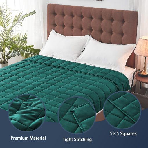 Manta pesada yescool para adultos (20 lbs, 88? x 104?, Verde oscuro) Manta pesada refrigerante para dormir perfecta para 190-210 lbs, Tamano queen Manta transpirable con cuentas de vidrio premium, Lavable a maquina - Imagen 6