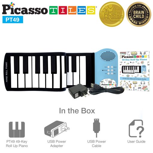 Piano de Teclado Digital Educativo Portatil de 49 Teclas PicassoTiles PT49 con Funcion de Grabacion, 8 Tonos Diferentes, 6 Canciones Educativas de Demostracion y Altavoz Incorporado - Azul - Imagen 8